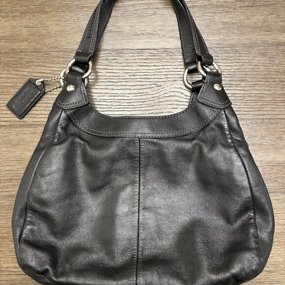 Coach Black Leather Hobo Shoulder Bag Purse Classic Style - Picture 2 of 15